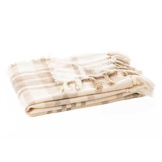 Jeté a carreaux crème, beige et brun CODY (50''x60'')- Par Brunelli Jeté  ,disponible chez Literie-Déco et moi 