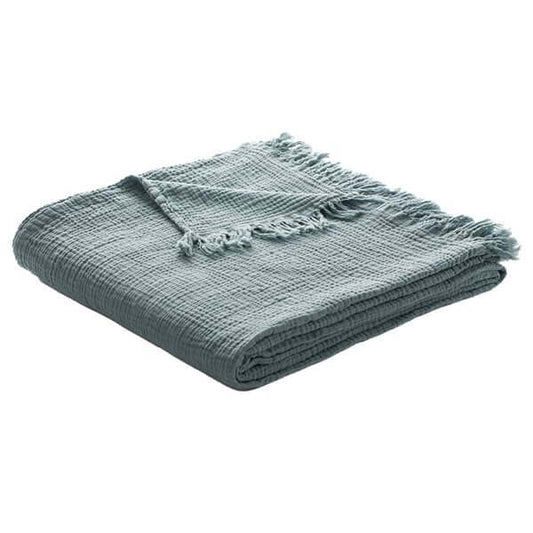 Jeté bleu acier MUSLIN ( 60'' x 70'') - par Brunelli Jeté  ,disponible chez Literie-Déco et moi 