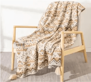 Jeté COZY -Beige, rouille et noir ( 50''x60'') - Jeté Livia - Literie-Déco et moi 