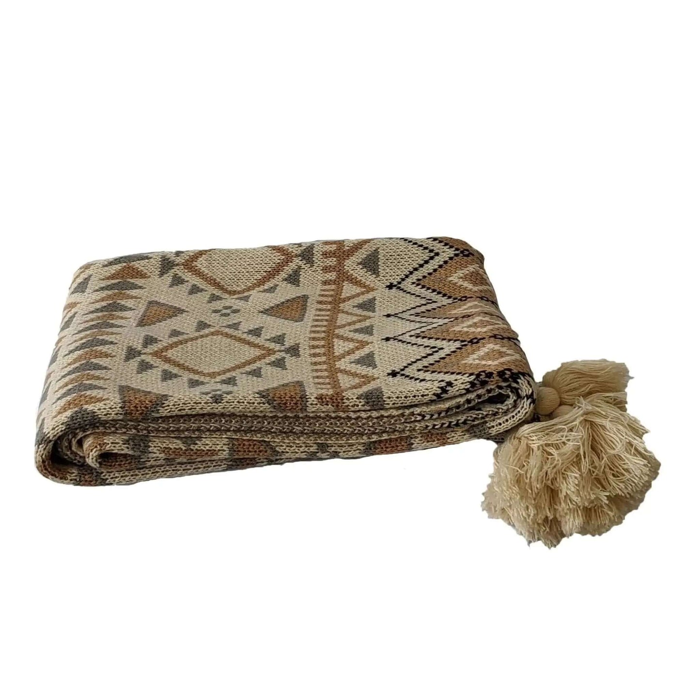 Jeté COZY -Beige, rouille et noir ( 50''x60'') - Jeté Livia - Literie-Déco et moi 