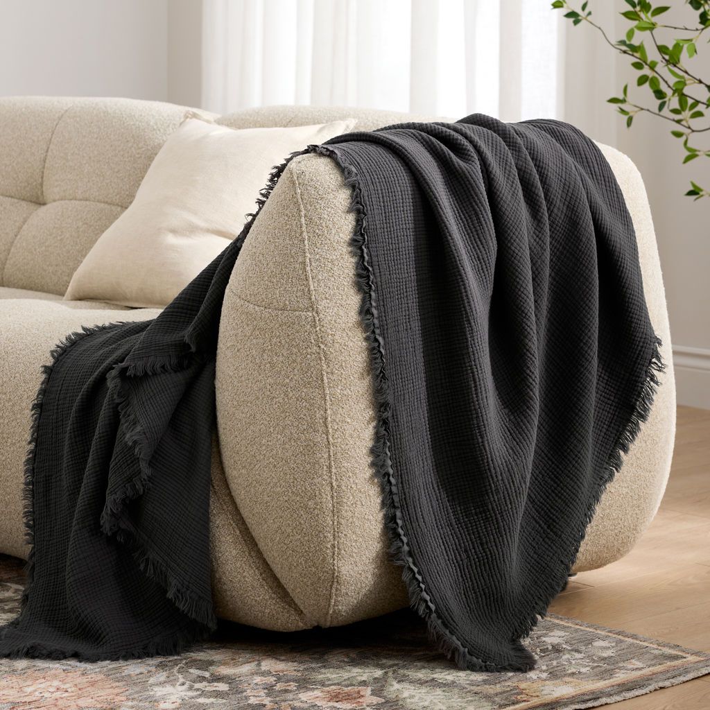Jeté COZY- Gris foncé  ( 50''x60'') - Jeté Livia - $79.99! Literie-Déco et moi 