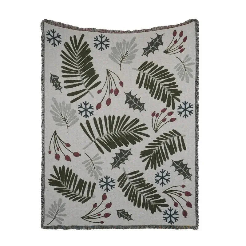 Jeté de Noël imprimé feuilles de gui Blassam ( 50'' x 60'' )- Par Brunelli - Jeté Brunelli - Literie-Déco et moi 