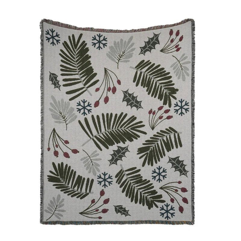 Jeté de Noël imprimé feuilles de gui Blassam ( 50'' x 60'' ) - Par Brunelli - Literie - Déco et moi