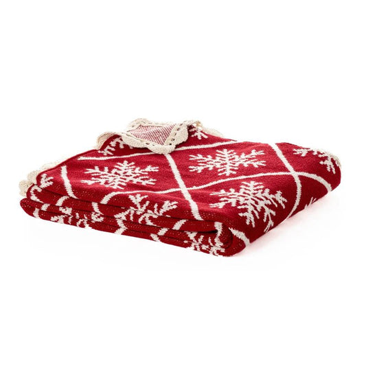 Jeté de Noël rouge Flocon ( 50'' x 60'')- Par Brunelli - Jeté Brunelli - Literie-Déco et moi 