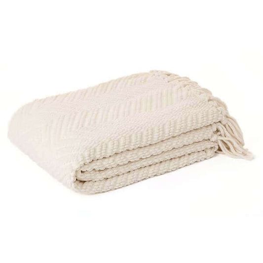 Jeté en chenille ivoire EMY- Par Brunelli - Jeté Brunelli - Literie-Déco et moi 