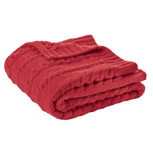 Jeté en chenille rouge Rouge - par Brunelli - Literie - Déco et moi