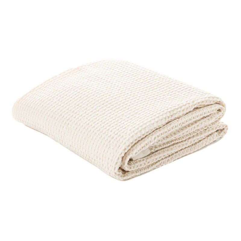  Jeté en coton gaufré crème Creamy( 50'' x 60'')  - par Brunelli( Livraison printemps 2026) de Brunelli – PRODUIT  de qualité chez Literie & Déco et Moi