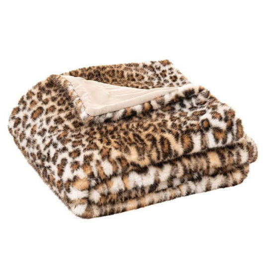 Jeté en fausse fourrure brune CHEETAH - Par Brunelli - Literie - Déco et moi