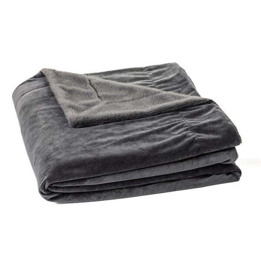 Jeté en fausse fourrure gris charcoal POLUX- Par Brunelli Jeté  ,disponible chez Literie-Déco et moi 