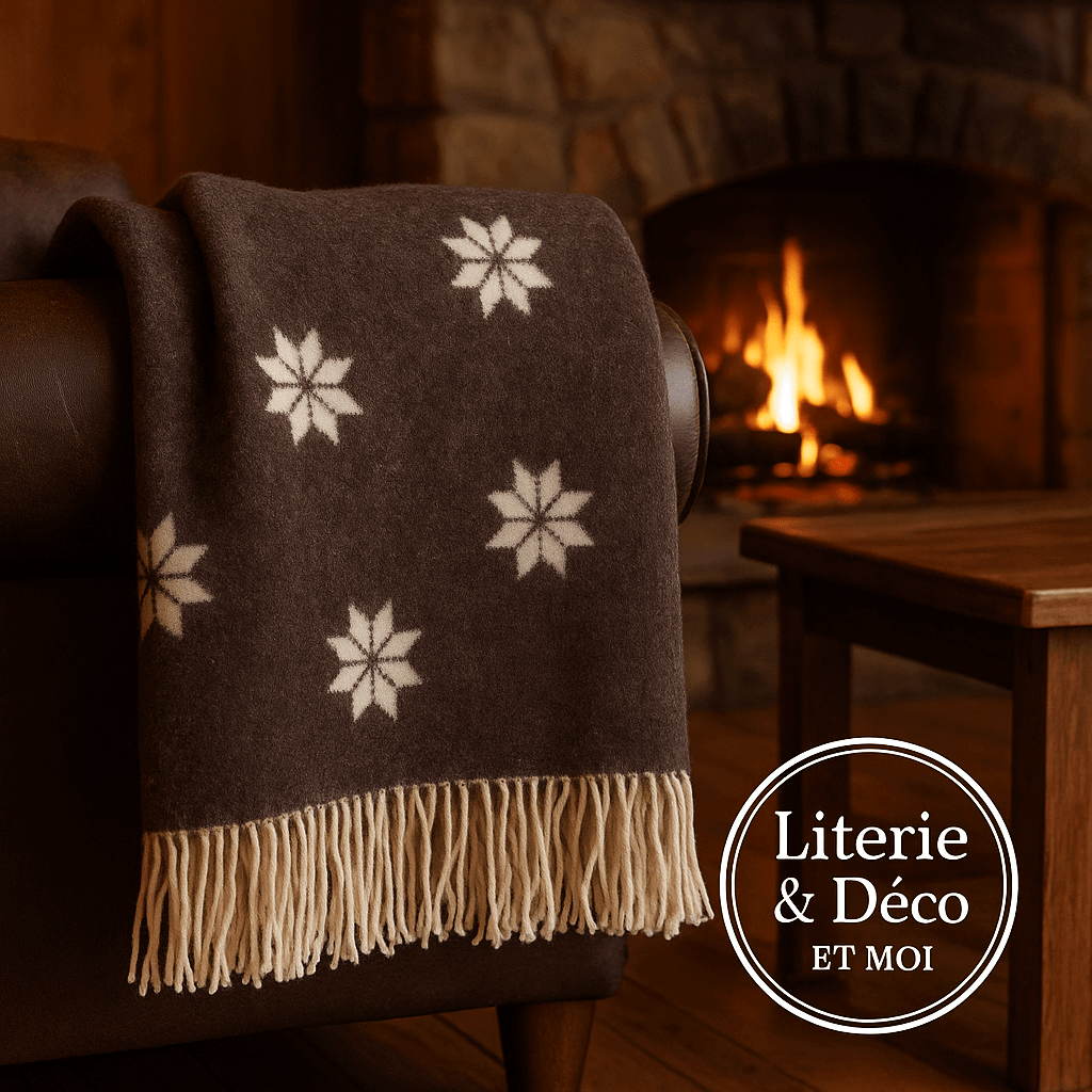 Jeté en laine Flocons (100% laine) - Jeté Literie & Déco et moi - Literie-Déco et moi 