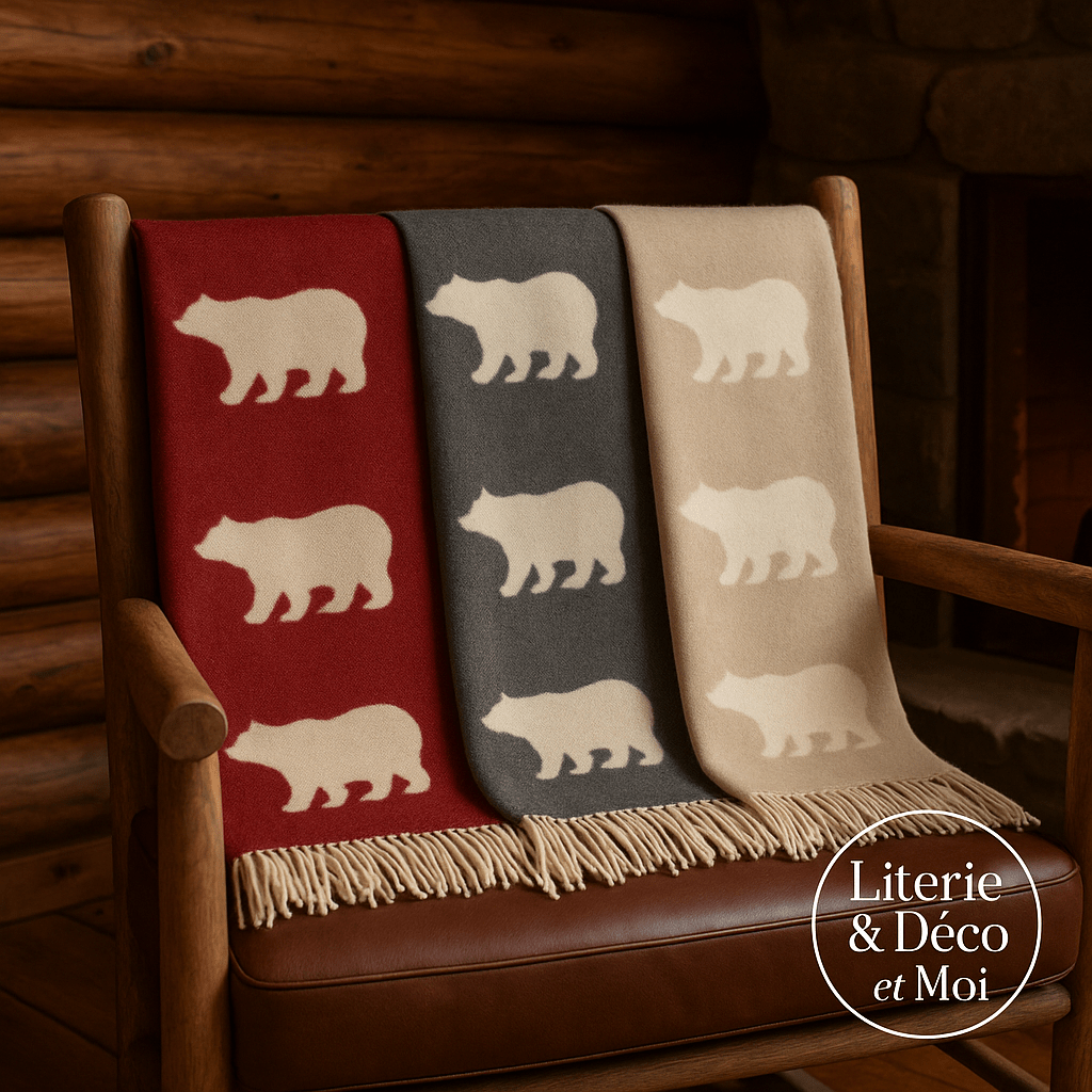 Jeté en laine OURS ( 100% laine ) - Literie - Déco et moi