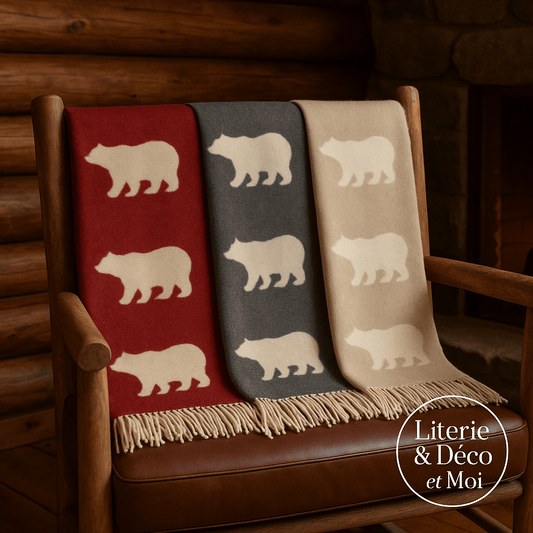 Jeté en laine OURS ( 100% laine ) - Literie - Déco et moi