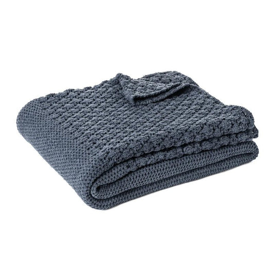 Jeté en tricot BASKET ( Bleu ) - par Brunelli - Literie - Déco et moi