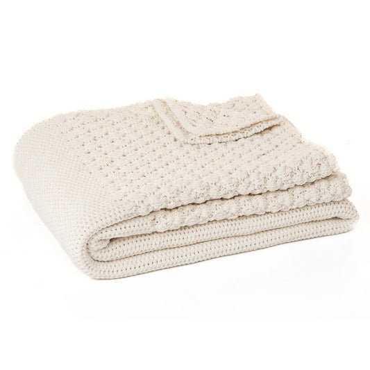 Jeté en tricot BASKET ( Creme ) - par Brunelli Jeté  ,disponible chez Literie-Déco et moi 