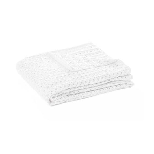 Jeté en tricot blanc NAJA  ( 50" x 60'')- Par Brunell Jeté  ,disponible chez Literie-Déco et moi 