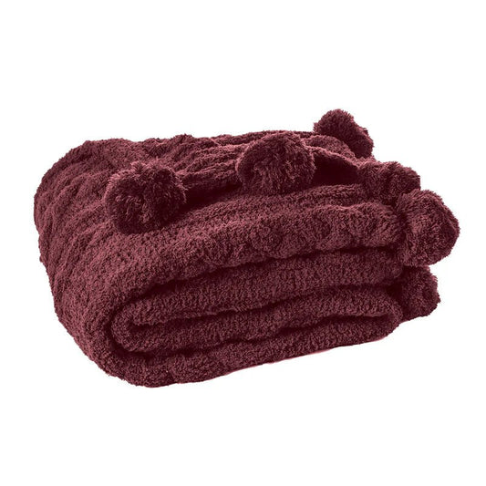 Jeté en tricot bourgogne JUJUBE - par Brunelli - Literie - Déco et moi