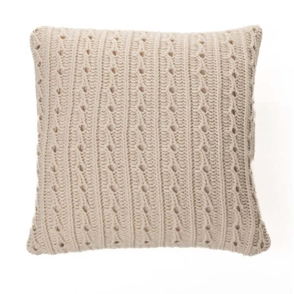 Jeté en tricot crème DALIDA ( 50" x 60'')- Par Brunelli Jeté  ,disponible chez Literie-Déco et moi 