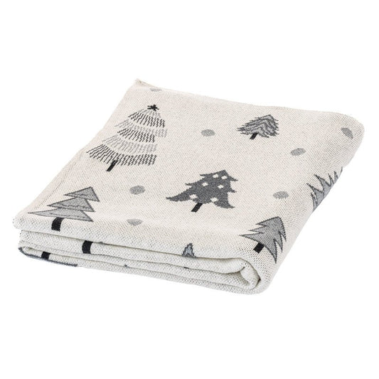 Jeté en tricot gris Noël ( 50'' x 60'')- Par Brunelli Jeté  ,disponible chez Literie-Déco et moi