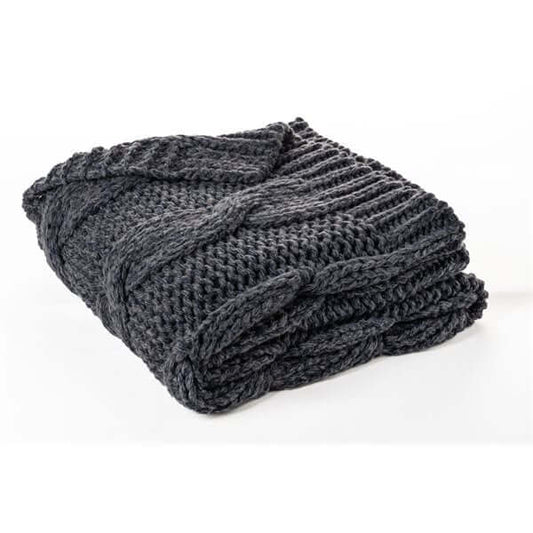 Jeté en tricot MITOS ( Marine ) - par Brunelli Jeté  ,disponible chez Literie-Déco et moi 