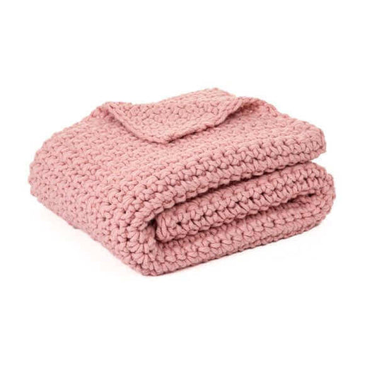  Jeté en tricot rose GUMMY- Par  Brunelli de Brunelli – PRODUIT  de qualité chez Literie & Déco et Moi