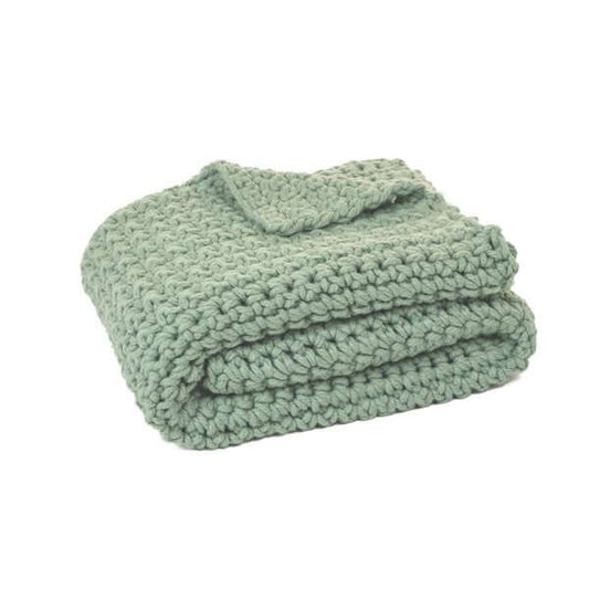 Jeté en tricot sauge GUMMY- Par  Brunelli Jeté  ,disponible chez Literie-Déco et moi 