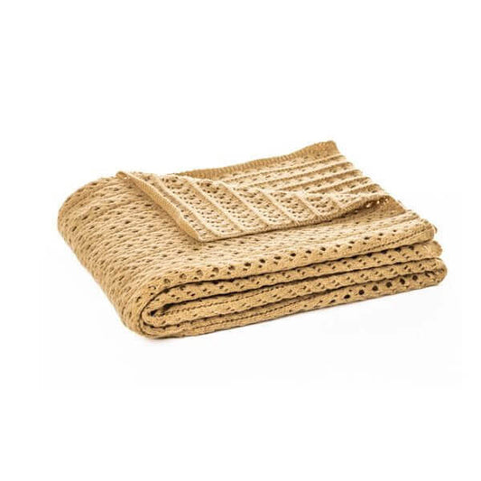 Jeté en tricot tan NAJA  ( 50" x 60'')- Par Brunelli - Jeté Brunelli - Literie-Déco et moi 