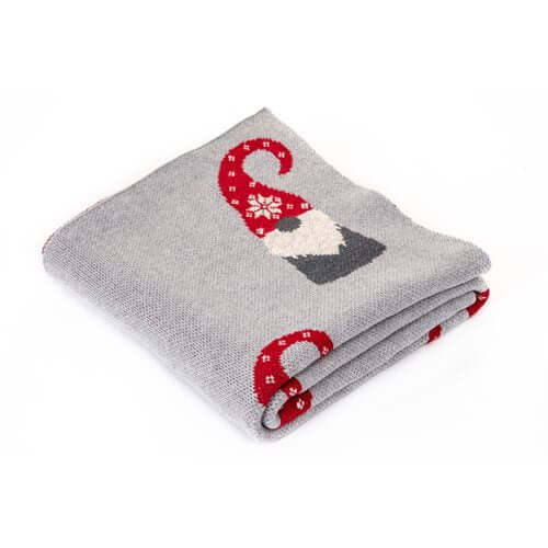 Jeté gris avec gnomes Elvin ( 50'' x 60'') - Par Brunelli - Literie - Déco et moi