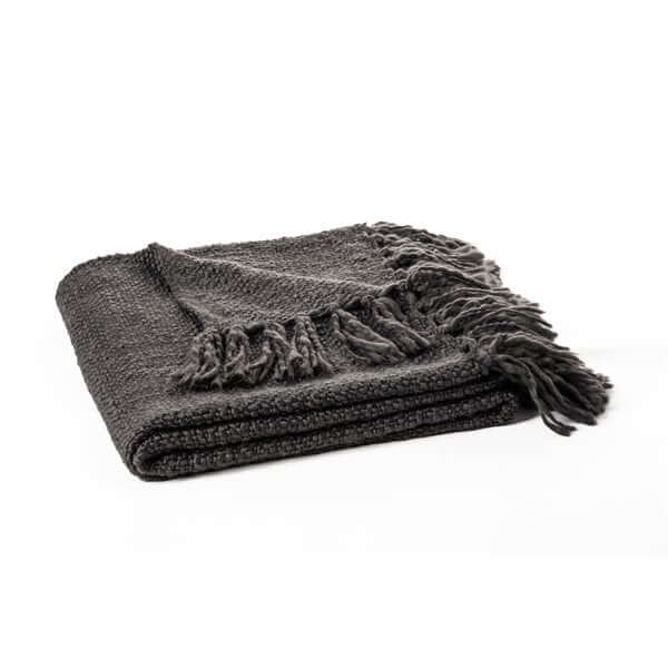 Jeté MOLLO en tricot( Charcoal ) - par Brunelli Jeté  ,disponible chez Literie-Déco et moi 