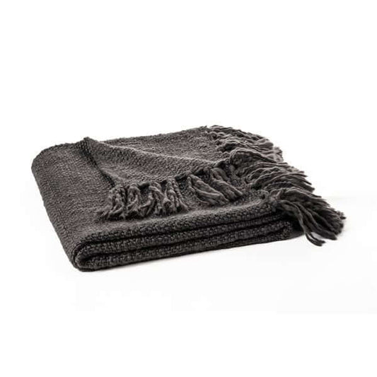 Jeté MOLLO en tricot( Charcoal ) - par Brunelli Jeté  ,disponible chez Literie-Déco et moi 