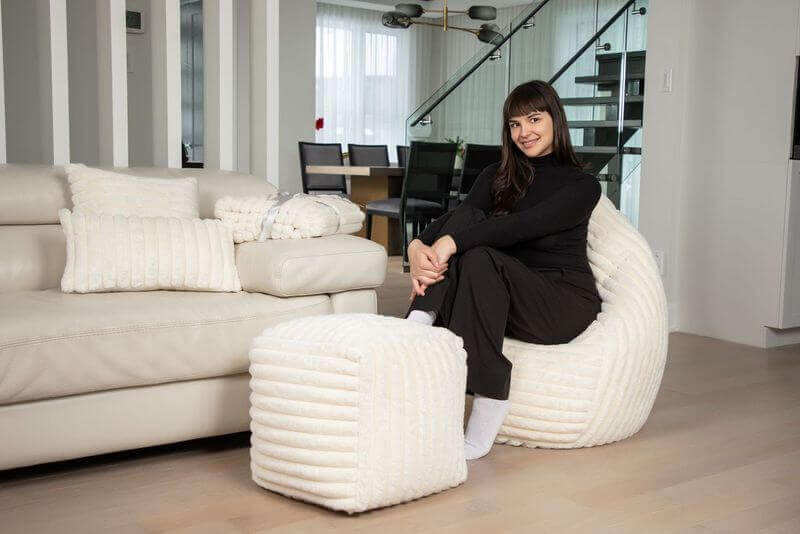 Jeté Raya ( Blanc cassé )  ( 50'' x 60'') - Jeté Gouchee - Literie-Déco et moi 