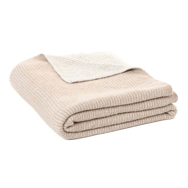 Jeté rayé crème et beige SOFTY- Par  Brunelli Jeté  ,disponible chez Literie-Déco et moi 