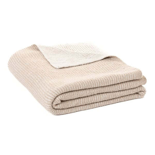 Jeté rayé crème et beige SOFTY- Par  Brunelli Jeté  ,disponible chez Literie-Déco et moi 