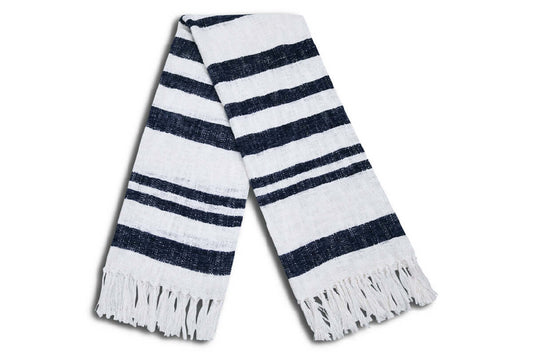 Jeté SHAR ( 50'' x 60'' ) ( marine et blanc ) - Literie - Déco et moi