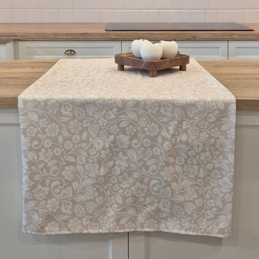 Nappe beige fleurie Keya - NAPPES Brunelli - Literie-Déco et moi 
