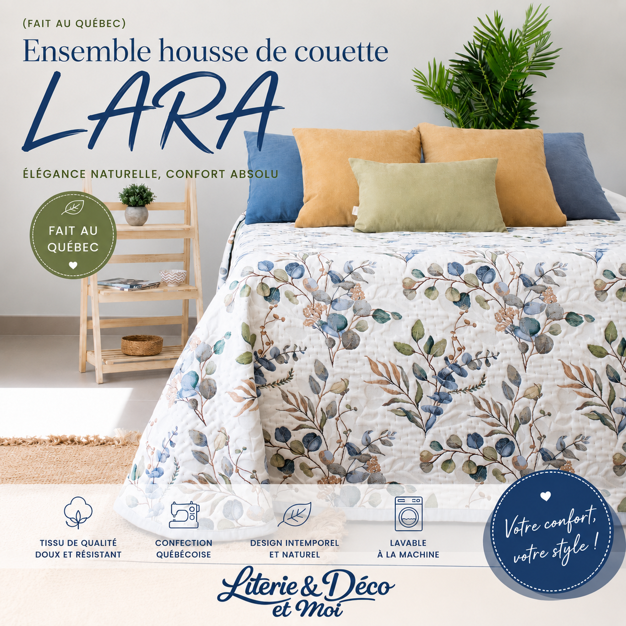 (Fait au Québec) - Couvre-lit LARA - couvre-lits CHÉNÉ - Literie-Déco et moi 