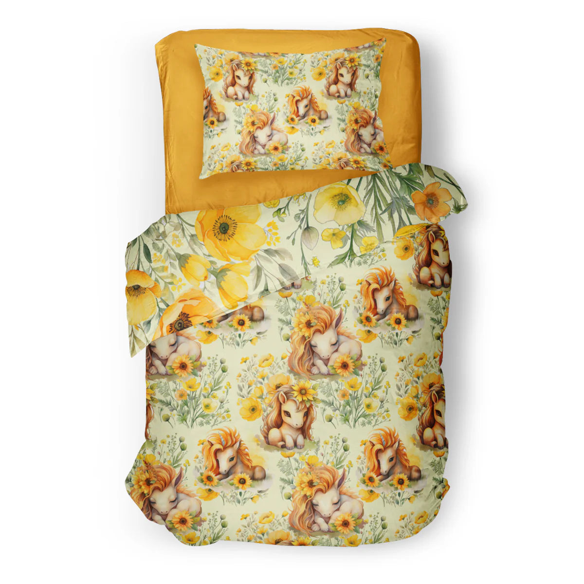 (FAIT AU QUEBEC) Soleil de licorne - Couvre-lit pour enfants - Douillette Fait Québec- oleoops - Literie-Déco et moi 