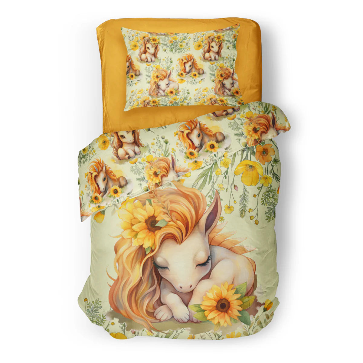 (FAIT AU QUEBEC) Soleil de licorne - Couvre-lit pour enfants - Douillette Fait Québec- oleoops - Literie-Déco et moi 