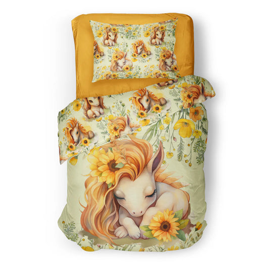 (FAIT AU QUEBEC) Soleil de licorne - Couvre-lit pour enfants - Douillette Fait Québec- oleoops - $199.99! Literie-Déco et moi 