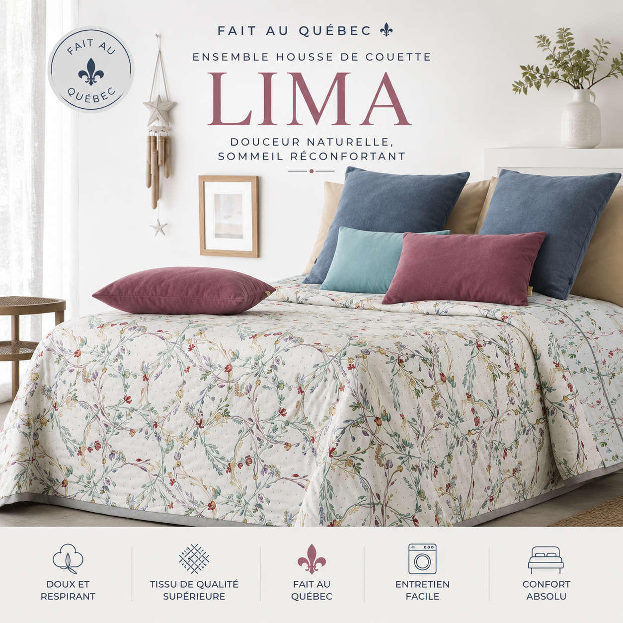 ( Fait au Québec ) - Couvre-lit LIMA - couvre-lits CHÉNÉ - Literie-Déco et moi 