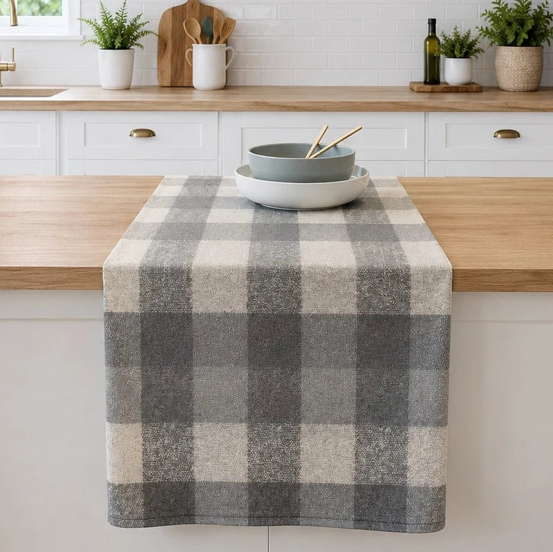 Nappe carreaux gris MATHESON - NAPPES Brunelli - Literie-Déco et moi 