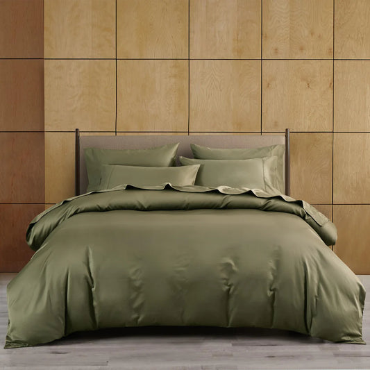 Housse de couette en coton PIMA ( 400 fils )- Vert Mousse Housse de couette  ,disponible chez Literie-Déco et moi 