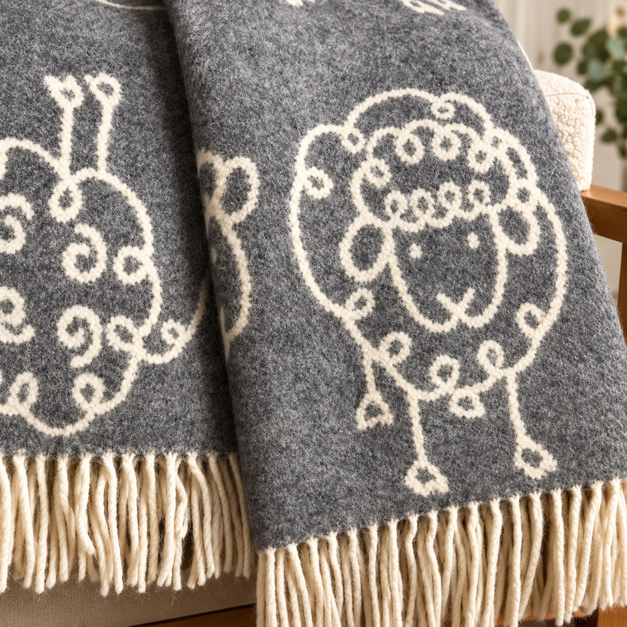 Jeté en laine gris MOUTON ( 100% laine ) - Jeté Literie & Déco et moi - Literie-Déco et moi 