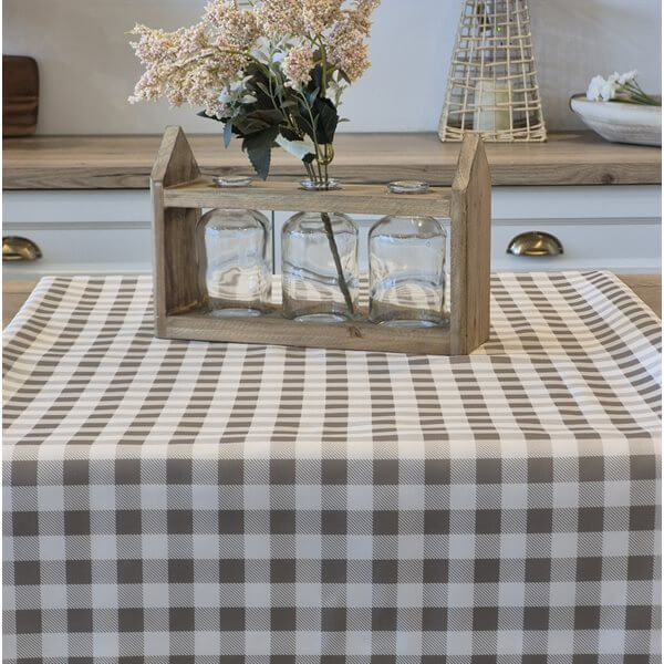 Nappe à carreaux gris VICHY - Par Brunelli NAPPES  ,disponible chez Literie-Déco et moi 