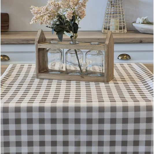 Nappe à carreaux gris VICHY - Par Brunelli NAPPES  ,disponible chez Literie-Déco et moi 