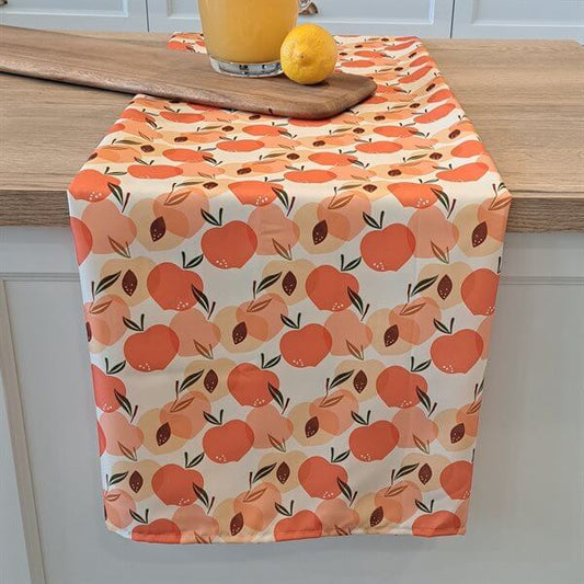 Nappe imprimée de pêches MIGNONNE  - Par Brunelli NAPPES  ,disponible chez Literie-Déco et moi 