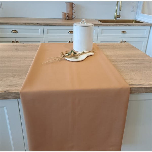 Nappe unie LA MARRON  - Par Brunelli NAPPES  ,disponible chez Literie-Déco et moi 
