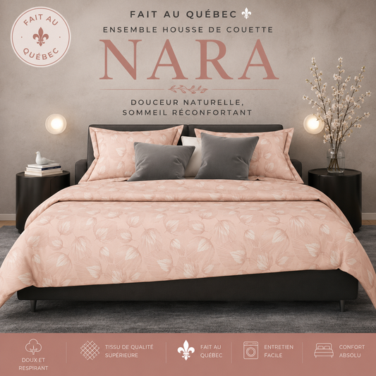 (Fait au Québec) Ensemble housse de couette NARA - Housse de couette CHÉNÉ - Literie-Déco et moi