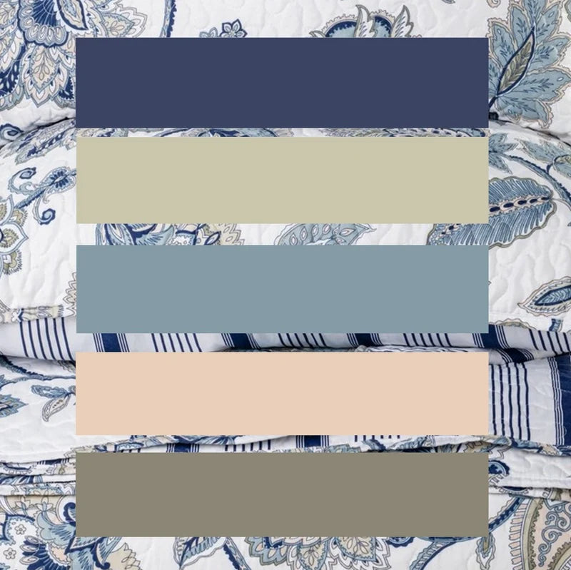 Ensemble de courtepointe réversible marine et blanche Nil- Par Brunelli ( De retour septembre 2026) - Courtepointe Brunelli - Literie-Déco et moi 