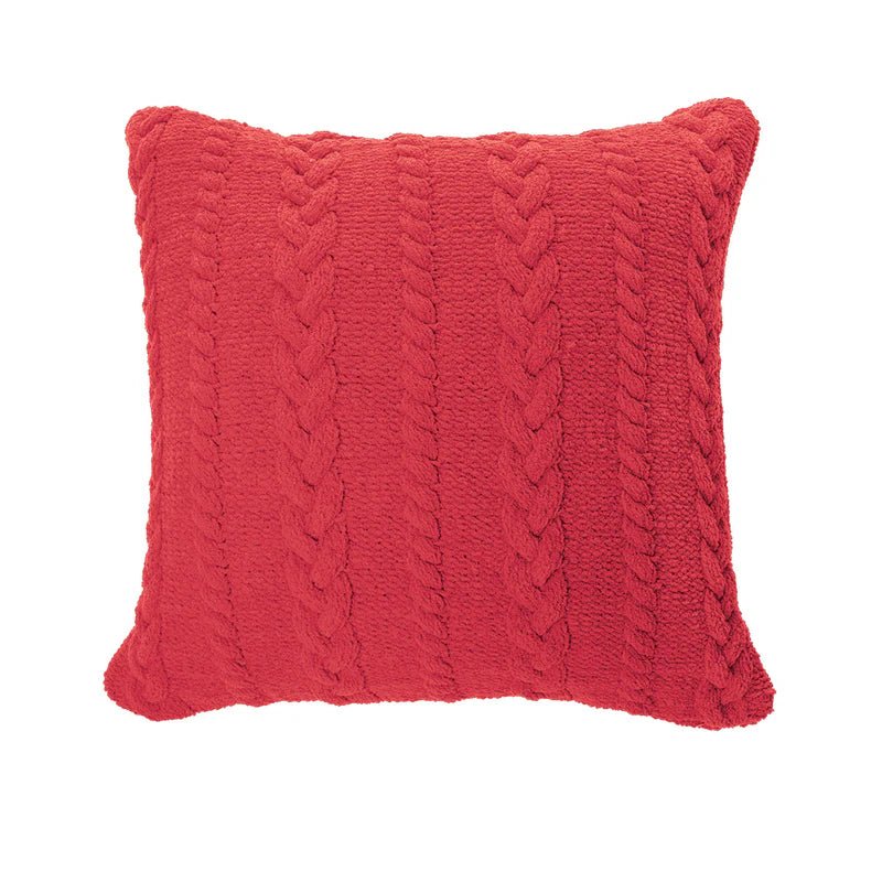 Oreiller européen en chenille rouge Rouge - Par Brunelli - Literie - Déco et moi