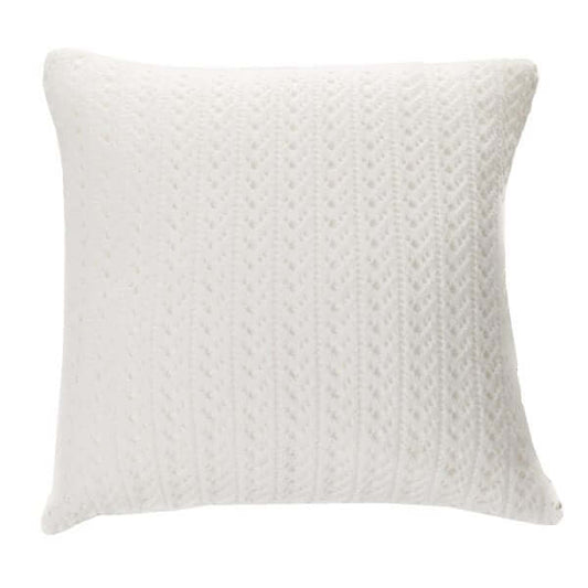 Oreiller européen en tricot blanc NAJA ( 25'' x 25'') - Par Brunelli - Literie - Déco et moi